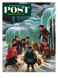 "Apres Ski Bonfire" Saturday Evening Post Cover  February 23  1952