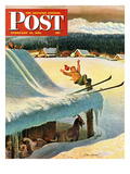"Barn Skiing" Saturday Evening Post Cover  February 17  1951