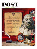 "Benjamin Franklin - Bust and Quote" Saturday Evening Post Cover  January 19  1957