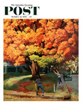 "Tossing the Football" Saturday Evening Post Cover  October 27  1956