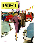 "Woman in Showroom" Saturday Evening Post Cover  January 5  1952