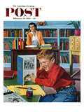 "Frog in the Library" Saturday Evening Post Cover  February 25  1956