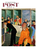 "Soudproof Listening Booths" Saturday Evening Post Cover  April 19  1952