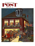"Fireman's Ball" Saturday Evening Post Cover  April 3  1954