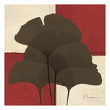 Ginkgo Brown Quad on Red