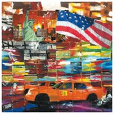 New York  2 Taxis et Drapeau