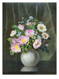 Wild Roses in a Vase on a Ledge