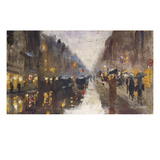A Berlin Street in the Rain with Traffic; Berliner Strasse Beim Regen Mit Kutschen