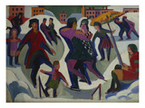 Ice Skating Rink with Skaters; Eisbahn Mit Schlittschuhlaeufern