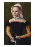 Portrait of a Lady  Three Quarter Length  Holding Gloves and a Letter