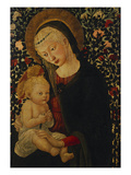 The Madonna and Child Seated before Rose Bushes  the Child Holding a Bird
