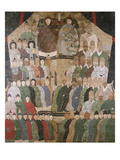 A Chinese Ancestor Scroll Depicting a Seated Dignitary and His Wife with Ro