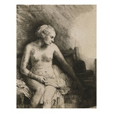 A Woman at the Bath with a Hat Beside Her