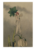 A Fairy Standing on Tiptoes on a Snowdrop