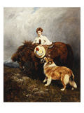 Portrait of Lady Margaret Douglas-Home with a Shetland Pony and a Collie