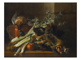 A Dead Mallard  a Boar's Head  Celery and a Copper Pot on a Ledge