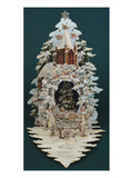 An Embossed Victorian Christmas Card in the Shape of a Snow Covered Christmas Tree