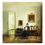 A Woman Sewing in an Interior