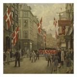 The Royal Danish Lifeguards Marching Through Ostergade  Copenhagen
