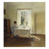 A Woman Seated at a Table by a Window
