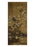 Birds in Flight and Perched on Blossoming Magnolia Branches