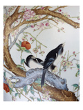 Magpies Amongst Red Peonies and Prunus Branches  a Detail from a Fine Enamel Famille Rose Vase