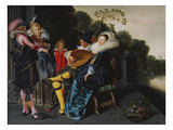 An Elegant Party Making Music by an Ornamental Lake