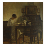 An Interior with a Woman Reading at a Table