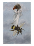 A Fairy Carrying a Feather Standing on a Bee