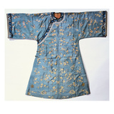 A Lady's Informal Robe of Pale Green Silk  Woven with Kossu Prunus and Butterflies  with Ivory…
