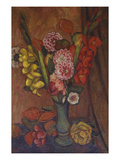 Flowers in a Green Vase