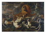Hounds Attacking a Lion