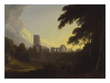 A View of Fountains Abbey  Yorkshire with a Shepherd and Two Figures in the Foreground