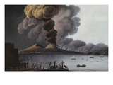A View of the Bay of Naples with Mount Vesuvius Erupting in Daytime