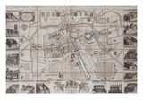 Oxonia Antiqua Instaurata  Engraved Bird's Eye Plan on 16 Section  College 