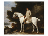 A Gentleman on a Grey Horse in a Rocky Wooded Landscape
