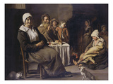 A Peasant Family in an Interior  with an Old Woman Seated  an Old Man Playing a Pipe  a Young…