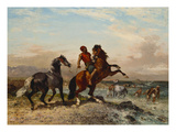 A Coastal Landscape with Horses and Horseman on a Beach