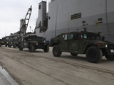 Humvees Depart USS Harpers Ferry in Support of Operation Tomodachi