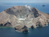 Aerial View of White Island Volcano with Central Acidic Crater Lake  Bay of Plenty  New Zealand