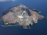 Aerial View of White Island Volcano with Central Acidic Crater Lake  Bay of Plenty  New Zealand