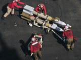 Marines Push Pordnance into Place on the Flight Deck of USS Enterprise