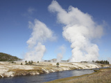 Steam Rising over Midway Geyser Basin Geothermal Area  Yellowstone National Park  Wyoming