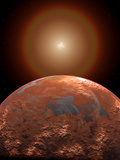 Artist's Concept of a Distant Red Planet Orbiting its Sun