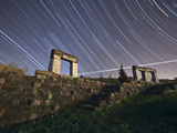Star Trails over Rock Structures in the Parque Da Paz  Alamada  Portugal