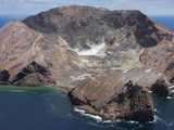 Aerial View of White Island Volcano with Central Acidic Crater Lake  Bay of Plenty  New Zealand