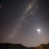 The Milky Way  the Moon and Venus over the Fields in Azul  Argentina
