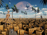 Artist's Concept of Aliens Visiting Other Alien Worlds