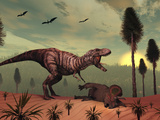 A Triceratops Falls Victim to Tyrannosaurus Rex