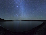A Panoramic View of the Milky Way and La Azul Lagoon in Somuncura  Argentina